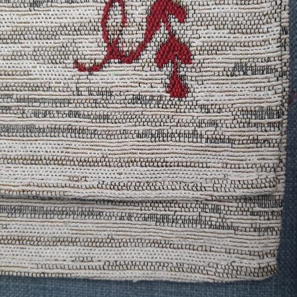 Set 2 Placemats Tablemat Gray White Red 13" x 19" Washable Farm To Table Farmer - Picture 3 of 6